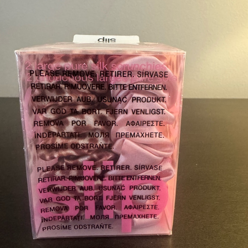 slip Large Scrunchie Duo Bridget Candy Pink & Sadie Leopard NIB Sealed